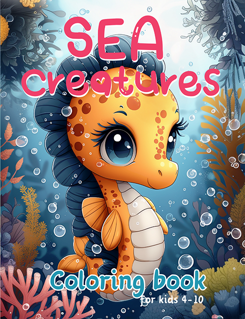 Cute Cartoon Sea Creatures Coloring Book